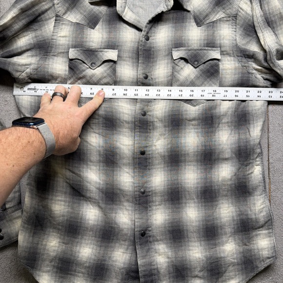 Polo Ralph Lauren Western Pearl Snap Shirt Gray‎ Plaid Men's Large Cowboy - Picture 5 of 9